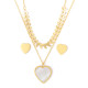 Stainless Steel Double Chain Ear Chain Heart Shaped Shell Earrings Necklace  Set Valentine's Day Gift