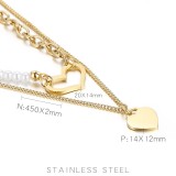 Stainless steel necklace double pearl heart-shaped clavicle chain love Valentine's Day gift