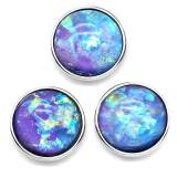 18MM Resin double color matte round  snap button charms