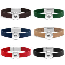 Genuine Leather bracelets fit 20mm Snaps button jewelry wholesale