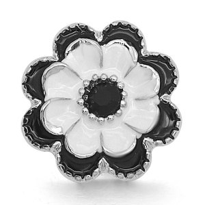 20MM black and white Metal flowers snap button charms