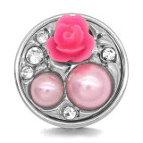20MM Metal pearl flower round square snap button charms