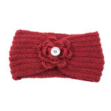 Winter Knit Headband  snap button beige for 20MM Snaps button jewelry wholesale