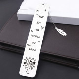 Stainless steel matte bookmark leaf tassel pendant