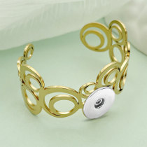 Stainless steel open irregular geometry gold bracelet for 20MM Snaps button jewelry wholesale