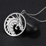Stainless steel hollow faucet circle pendant necklace