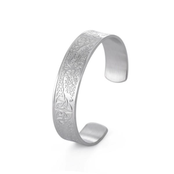 Stainless steel plant tree opening bracelet (with or without magnet version) street hip-hop style