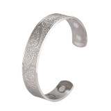 Stainless steel plant tree opening bracelet (with or without magnet version) street hip-hop style