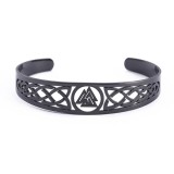 Stainless Steel Odin Triangle Fire Wheel Symbol Open Bracelet
