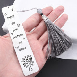 Stainless steel matte bookmark leaf tassel pendant