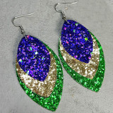 Mardi Gras Eye catching Exaggerated Accessories Earrings Shiny Gretel Feather Metal Mesh Earrings
