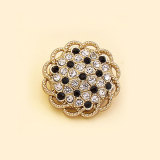 23MM Metal rhinestone flower shape snap button charms