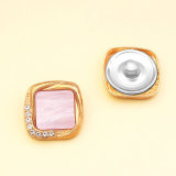 20MM Metal square diamond set rhinestone for snap button charms