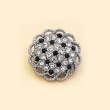 23MM Metal rhinestone flower shape snap button charms
