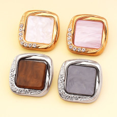 20MM Metal square diamond set rhinestone for snap button charms