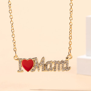 Love Zircon Letter MAMA Pendant Mother's Day Gift Necklace