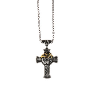 Metal Crown Cross Belief Face Necklace and Pendant