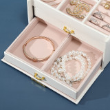 PU leather jewelry box three-layer double drawer jewelry box ring studs earrings large storage box