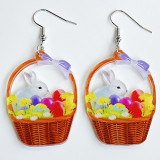 Easter Earrings Rabbit Flower Basket Lovely Print Egg Chicken Spring Flower Earrings