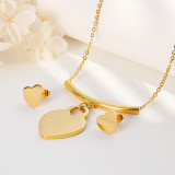 Stainless steel heart-shaped necklace earring set