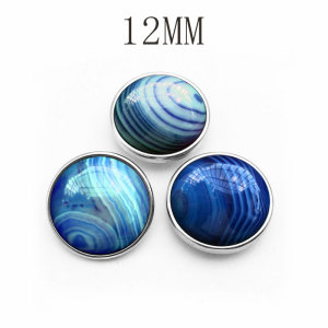 Stripe Agate snap button charms Natural stone fit 12mm snap jewelry DIY