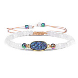 Natural stone wheel beads bracelet adjustable woven bracelet