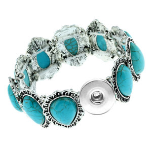 20MM elastic peach heart turquoise bracelet  Snaps button jewelry wholesale