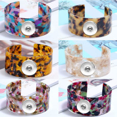 20MM Leopard opening acrylic amber resin bracelets Snaps button jewelry wholesale
