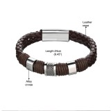 Men's magnetic clasp bracelet PU alloy woven leather bracelet