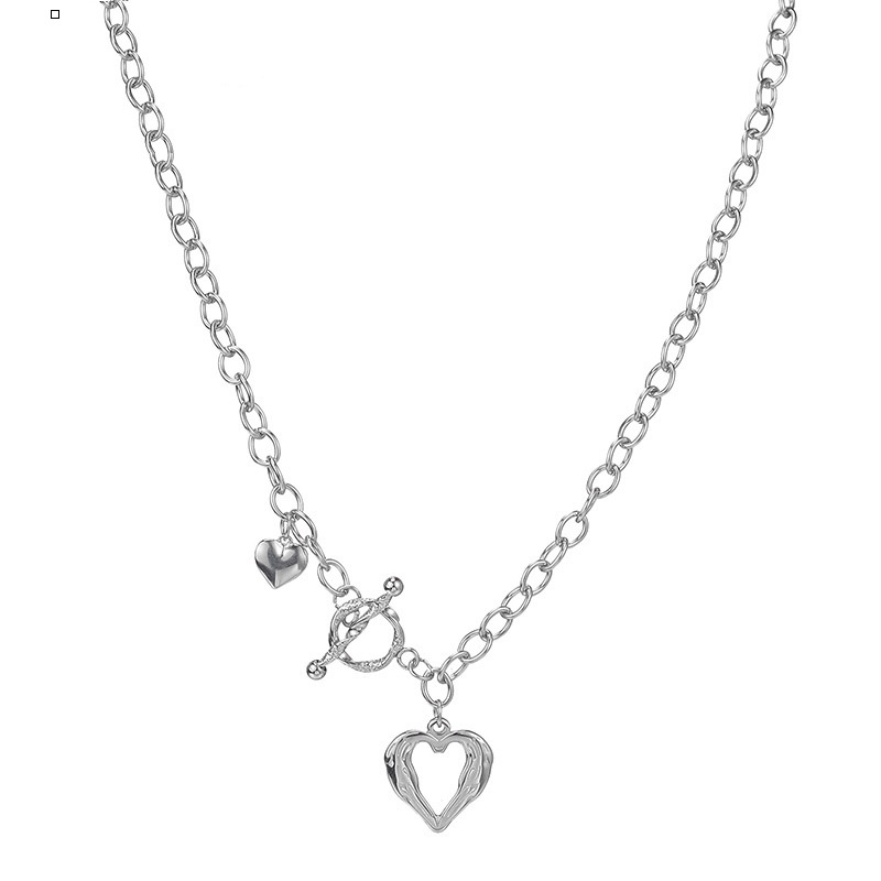 Stainless steel love hollow necklace