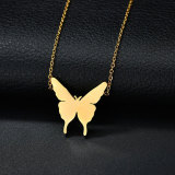 Stainless steel three-dimensional butterfly pendant necklace