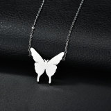 Stainless steel three-dimensional butterfly pendant necklace