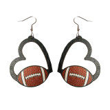 Love Sports Earrings Football Baseball Rugby Basketball Tennis Volleyball Wooden Earrings Geometric Hollow