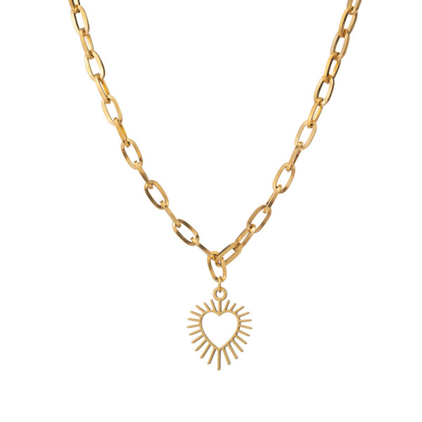Stainless steel o-chain radial love necklace