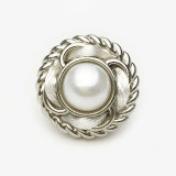 22MM Metal round pearl black diamond snap button charms