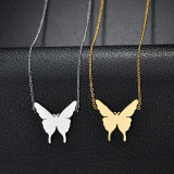 Stainless steel three-dimensional butterfly pendant necklace