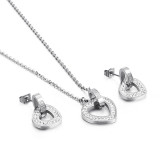 Stainless steel diamond double ring titanium steel love necklace