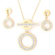 Stainless steel circle full diamond earring necklace set