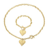 Stainless steel heart-shaped pendant OT buckle ornament women's bracelet necklace
