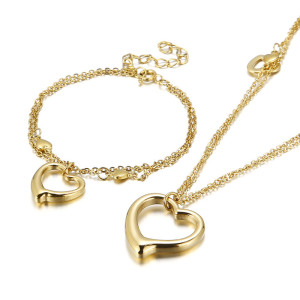 Stainless steel love bracelet necklace set