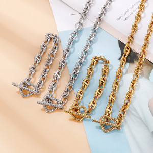Stainless steel love bracelet necklace set