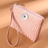 PU solid color alligator mini zipper zero wallet card coin bag suitable for 20MM snap button charms