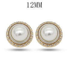 12MM Bi-color metal pearl snap button charms