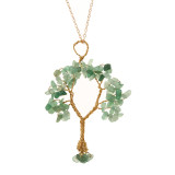 4*5CM Natural stone copper wire winding fortune tree life tree pendant necklace