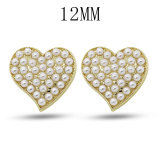 12MM Metal love full of pearls snap button charms