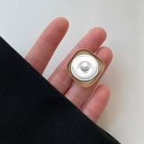 22MM Metal imitation shell square design snap button charms