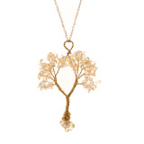 4*5CM Natural stone copper wire winding fortune tree life tree pendant necklace