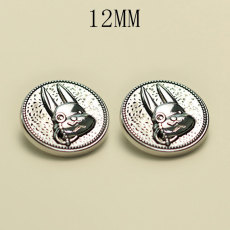 12MM Metal Vintage Rabbit Round snap button charms