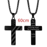 American flag necklace cross hip hop stainless steel necklace
