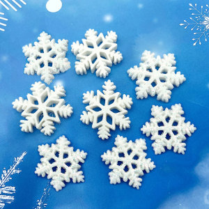 30MM Christmas simulation resin flash powder snowflake flakes diy snap button charms